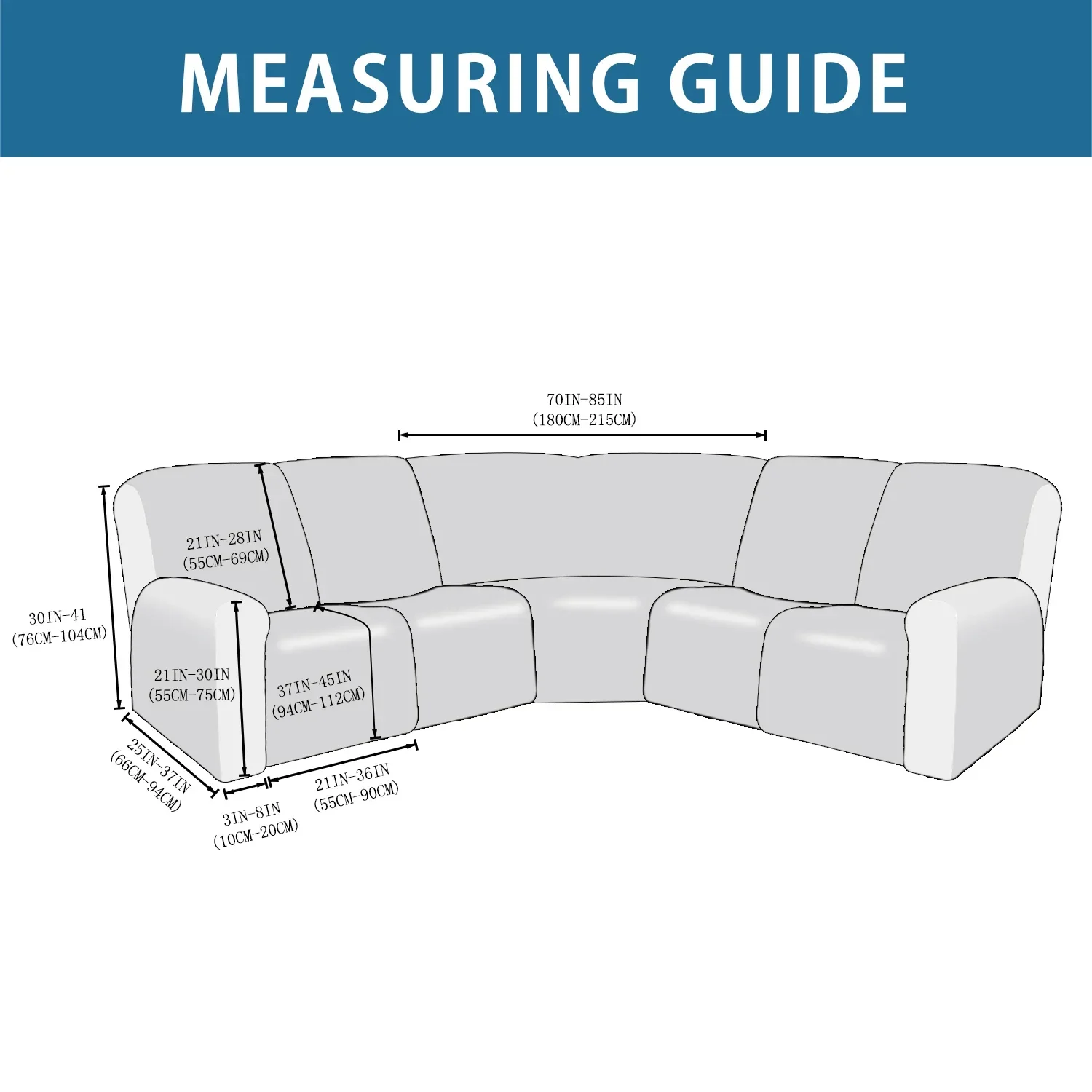 Funda de sofá de 5 plazas, fundas para sillas reclinables de Jacquard, funda de sofá reclinable gruesa, fundas de sofá seccionales elásticas para sala de estar