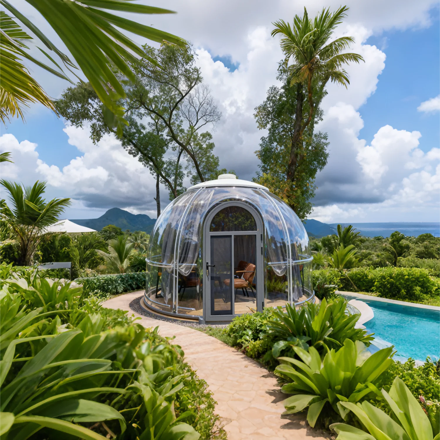 

China Factory Price Bubble Transparent Luxury Tents Hotel PC Glamping Domes Starry Sky Bubble Room with Curtains and Led Light