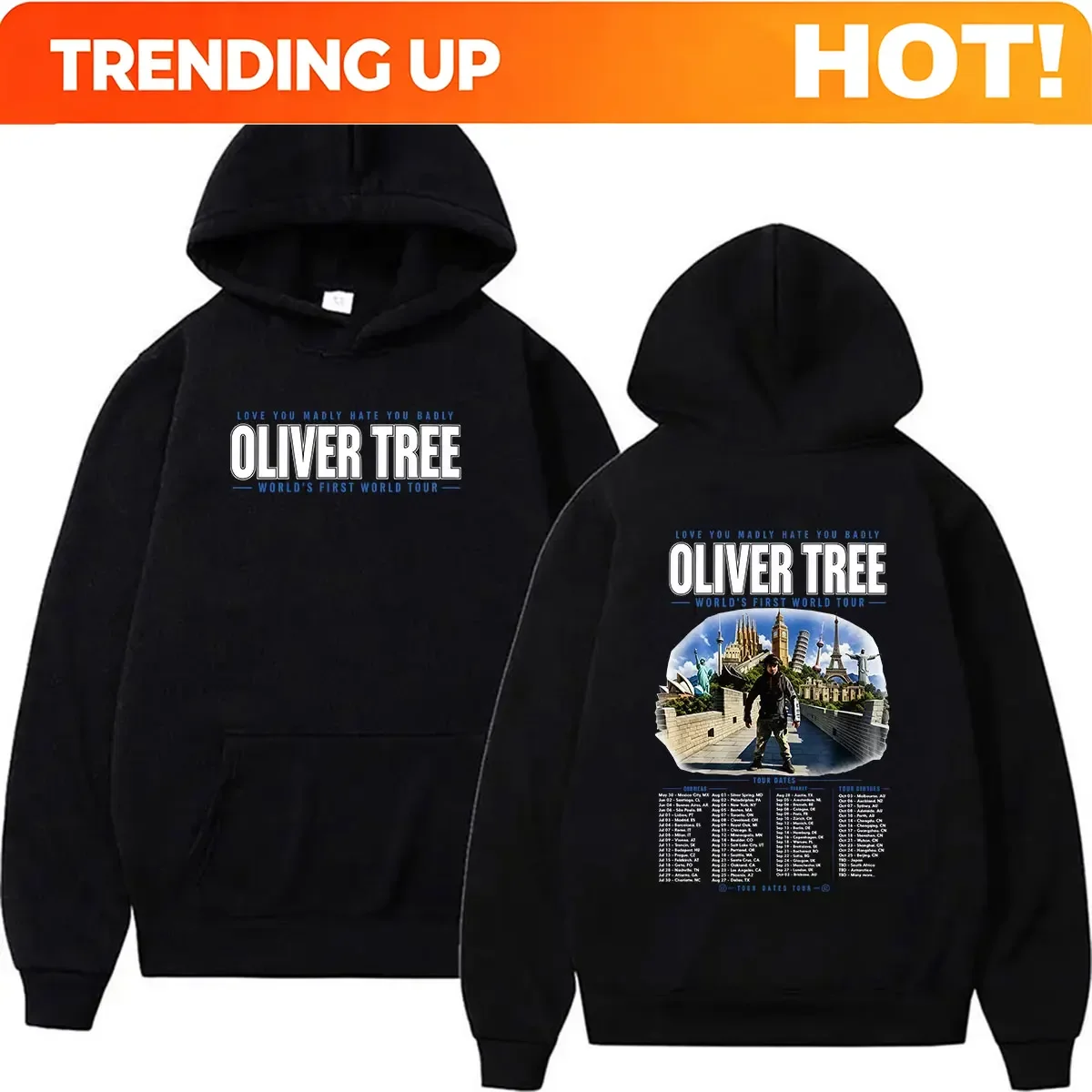 Customization Oliver Tree Love You Madly Hate You Badly World’s First World Tour 2026 Hoodie Men's Long Sleeve Fashion Oversized