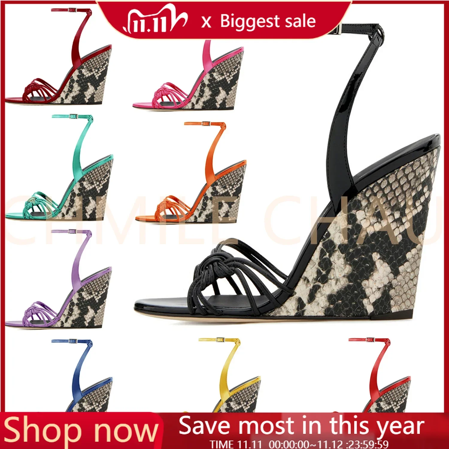 

【Measure your feet length before order】Wedge High Heel Sexy Women Sandal Ankle Strap Fashion Bridals Evening Lady Shoes 1-CHC-26