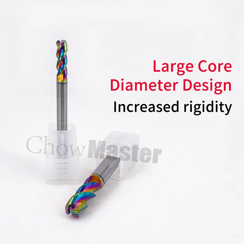 Chowmaster carboneto de canto raio endmill dcl revestido 3 flautas r0.2 r0.5 r1 r2 carboneto de tungstênio bullnose fresa de alumínio