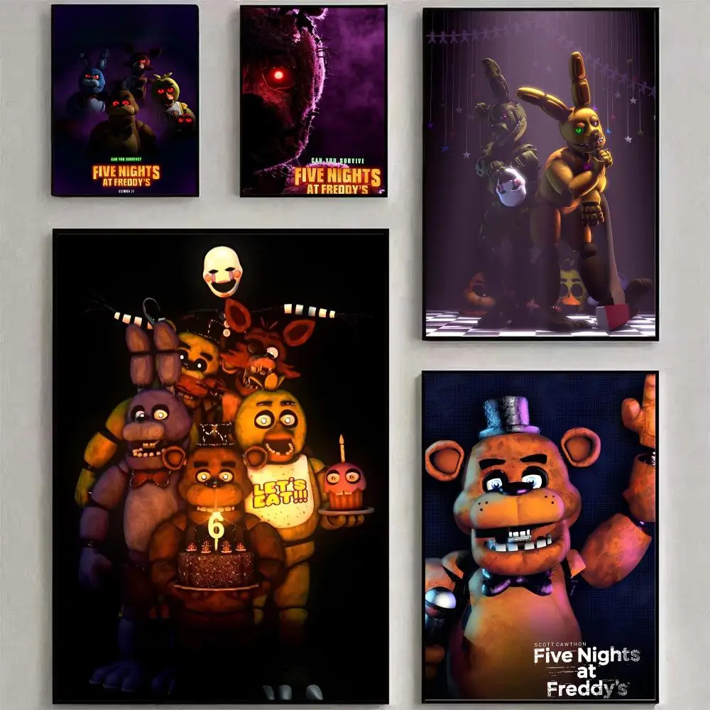F-Five N-Nights At F-Freddys Ultimate Group Poster Matte Peel Self Adhesive Removable Waterproof Frameless Bedroom Living Room