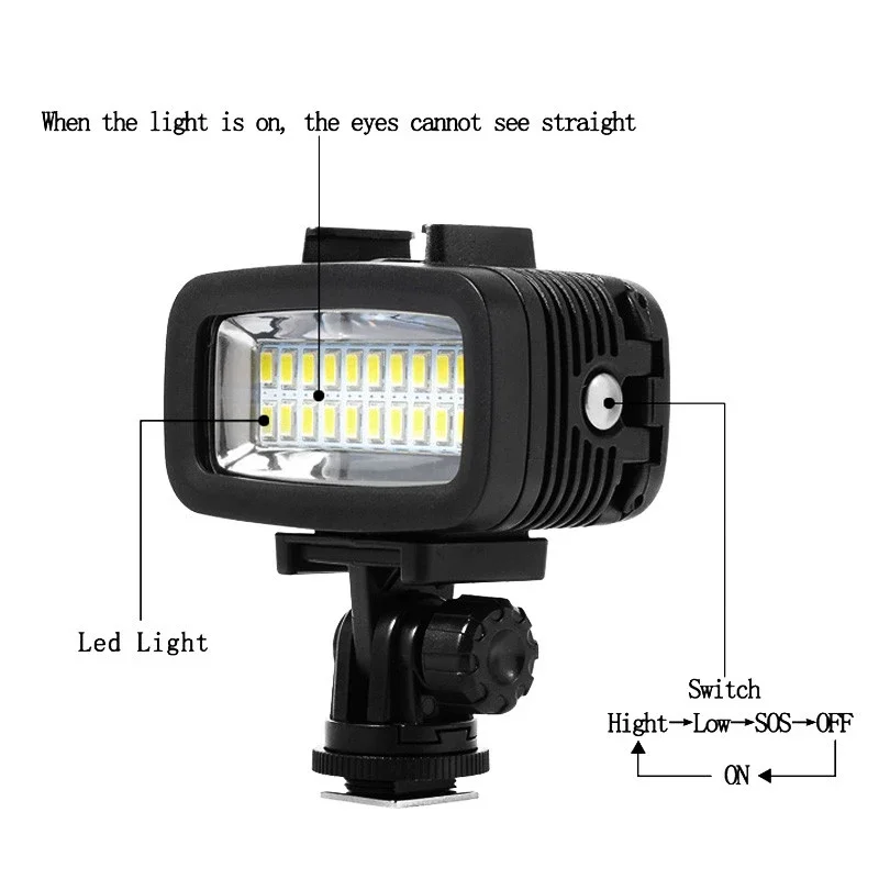 Suptig إضاءة مقاومة للماء ضوء تحت الماء الغوص + بطارية ل Gopro بطل 8 7 6 54 SJCAM SJ5000 Xiaomi yi ضوء مصباح يدوي