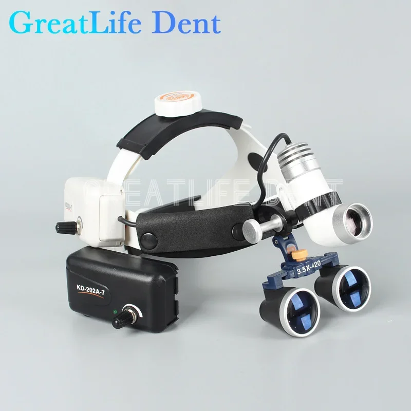 GreatLife-Original KWS Dental Magnifier, Farol de luz LED, Farol cirúrgico médico, Lupas Magnifier, 2.5X3.5x