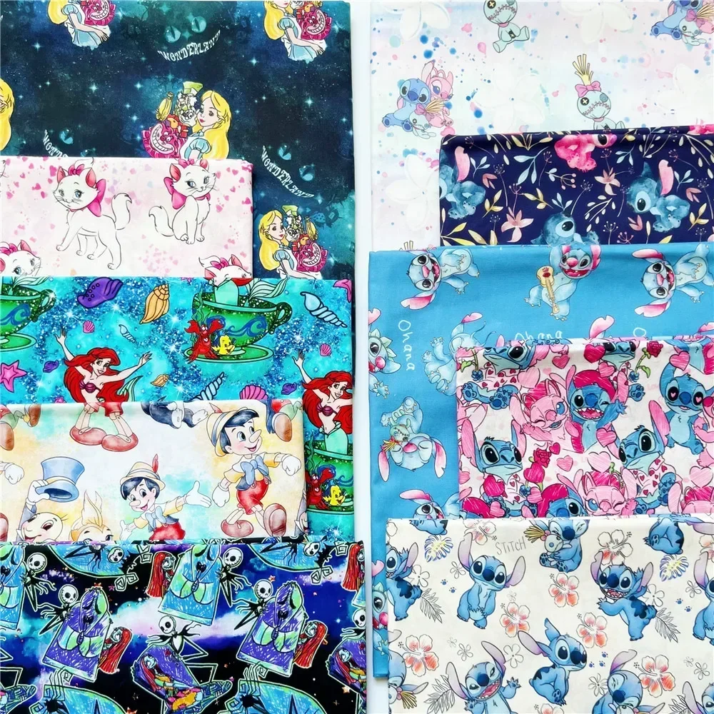 Cotton Disney Mary Cat Mickey prince Lilo&Stitch Fabric For Sewing Patchwork Fabrics Tissue DIY Quilting Needlework Material