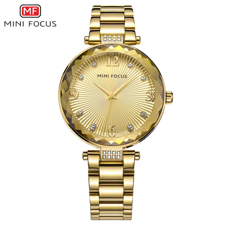 MINI FOCUS 0038 Women's Quartz Watch Fashion Simple Crystal Gold  Silvery Luxury Wristwatch for Ladies Female Relogio Feminino