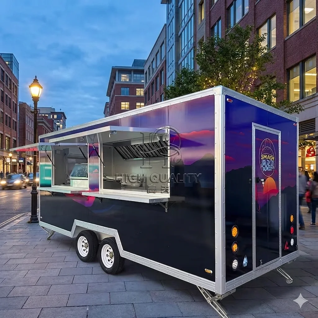 Food Truck Outdoor Furniture Mobile With Kitchen Foodtrucks Fully Equipped Outdoor Sale Square Food Trailer