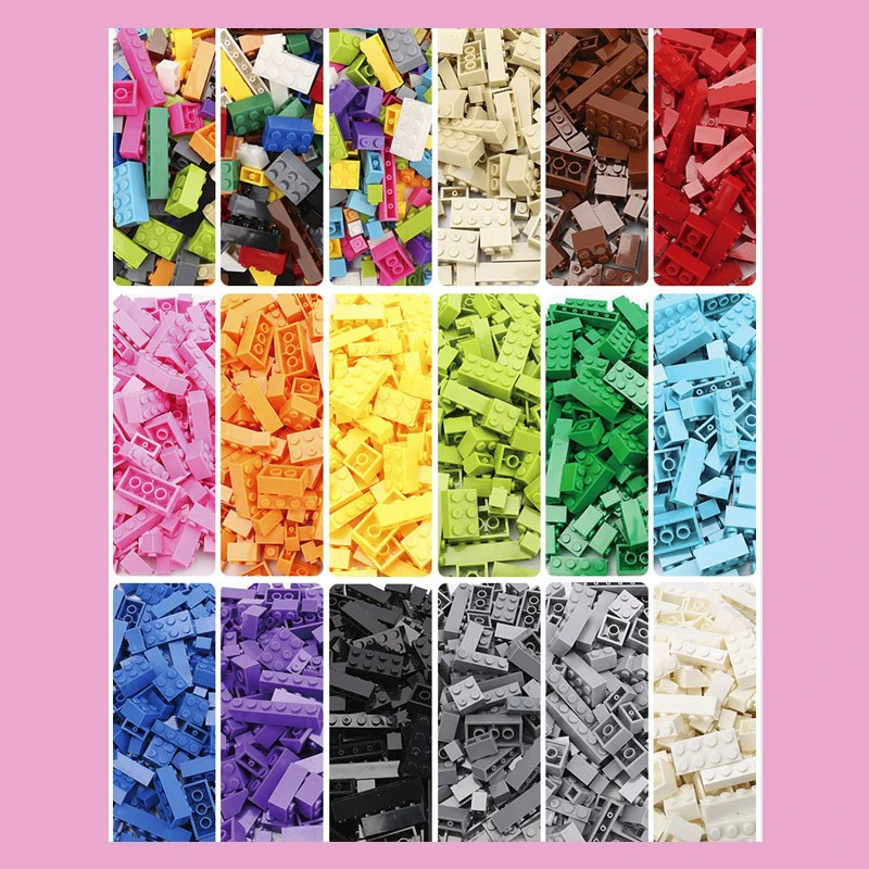 250g DIY Building Blocks Small Size Pink Brick Bulk Bricks Base Plates Compatible With Duplo Kids Educational Toys For Children