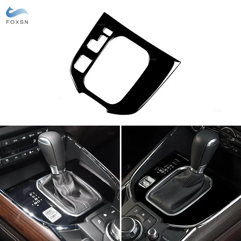 Piano Black Styling Trim For Mazda CX-9 CX9 2016-2023 Soft PVC Plastic Car Center Control Gear Shift Panel Frame Decorative