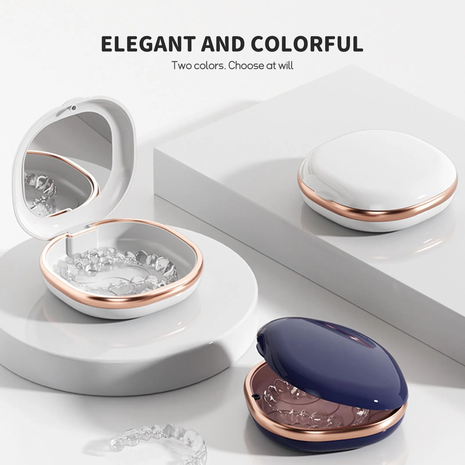 Portable Tooth Holder Storage Box Container Convenient Waterproof With Mirror Brace Storage Boxes For Work School Traveling