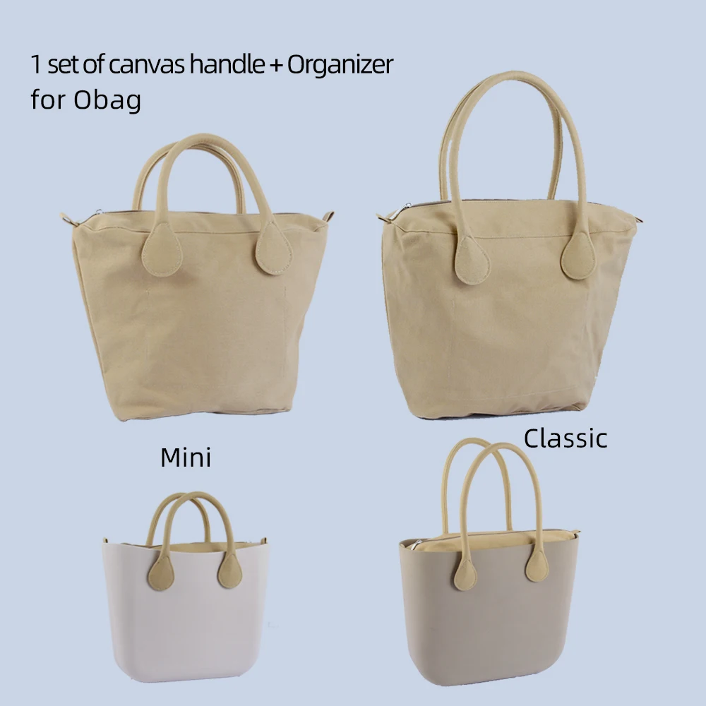 2026 Solid Color O bag Round Canvas Handles Straps Plus Insert Organizer Inner Pocket Liner for Obag Classic Mini