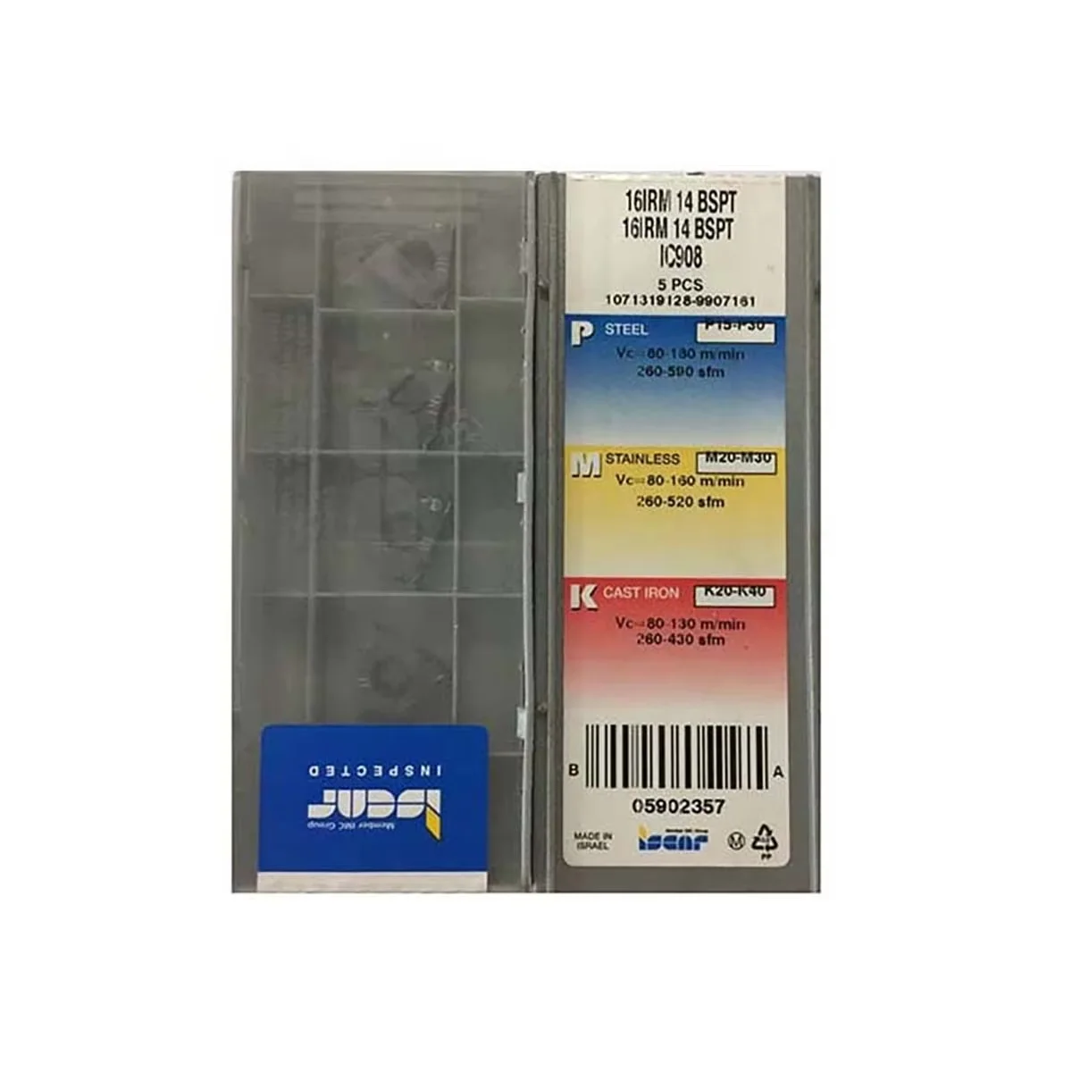 100% Original 16IRM20UN/14W/14BSPT/11.5NPT IC908 Carbide Threading Inserts for CNC Turning