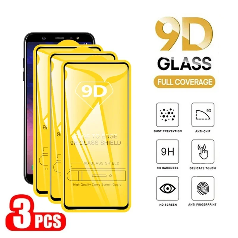 9D 3PCS Screen Protector For Samsung Galaxy A9 A8 A7 A6 2018 Tempered Glass For Samsung Galaxy J8 J6 J4 Plus 2018 Glass