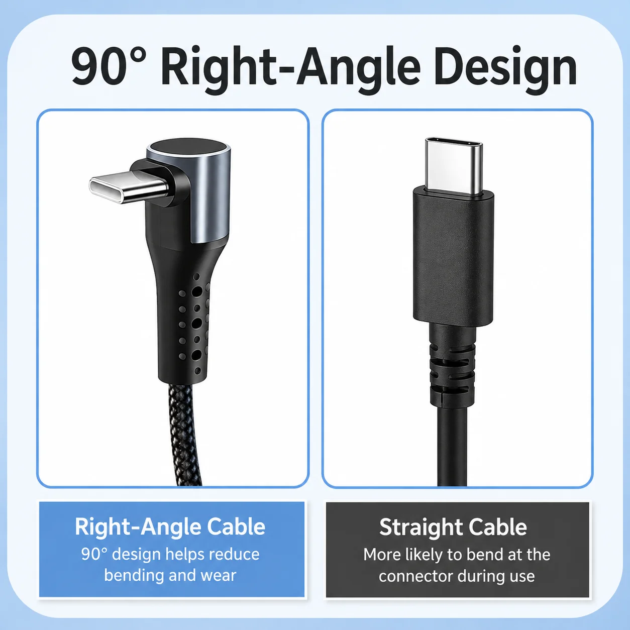 66W 6A Rechtwinkliges USB-C-Kabel, kurzes USB-C-zu-USB-C / USB-A-zu-USB-C geflochtenes Schnellladekabel für Powerbanks, 25CM 50CM für Reisen – Detail 2