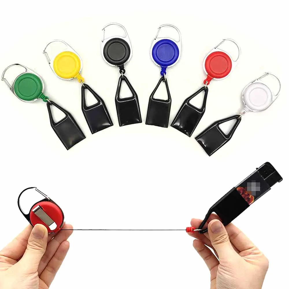 10Pcs Lighter Holder Customized With Retractable Keychain Silicone Lighter Protective Cover Smoke Smoking Accessories
