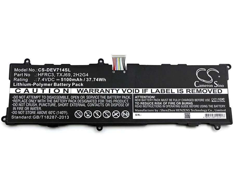 Tablet Battery For  DELL 2H2G4  21CP5/63/105  HFRC3  TXJ69 Venue Pro 7140 Volts 7.4  Capacity 5100mAh / 37.74Wh