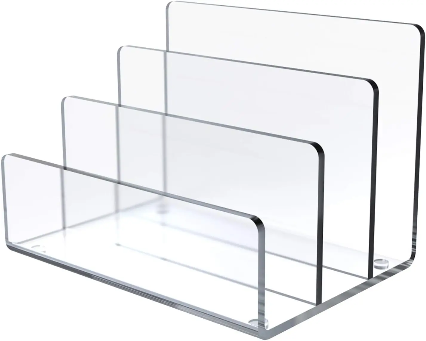 

Clear Acrylic File Holder, 3 Sections Vertical Desktop Organizer, 9x6.5x6.5 Inch Office Document Sorter Stand