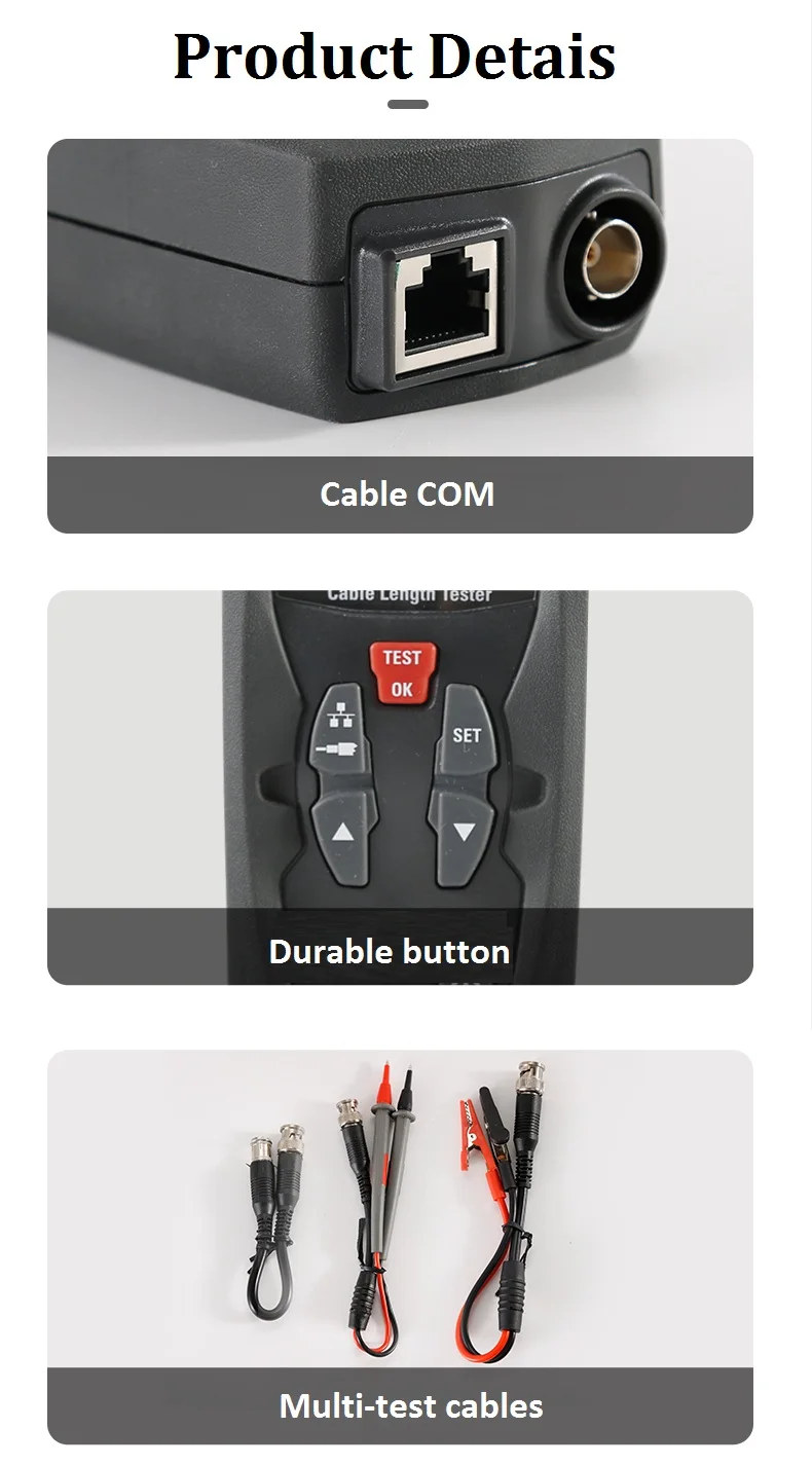 CEM CLT-1000 Auto Range Sensitivity Cable Length Tester with BNC, RJ45 connector for Various Cables