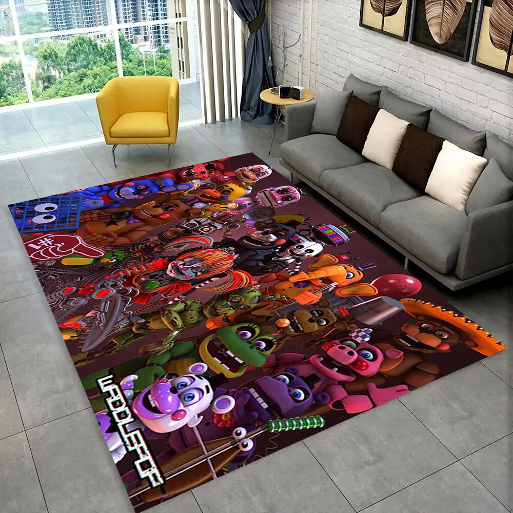 3D Horror Game F-FNAF Freddy Movie Carpet Rug for Playroom Bedroom Living Room Sofa Home Decor,Area Rug Non-slip Floor Mat Gift