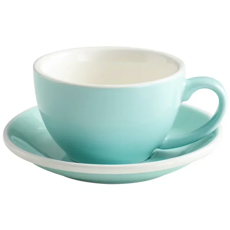 300ml Ceramic Coffee Cup and Saucer Set Pottery Latte Cups Breakfast Milk Mug Afternoon Teacup Porcelain Water Mugs Wholesale