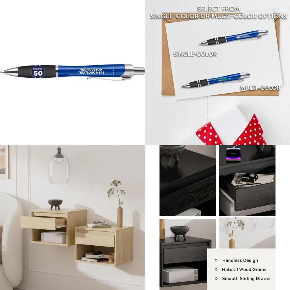 

Customizable 50-Pack Silver Accent Grip Pens - Personalized Plastic Blue Pens with Logo and Text Options