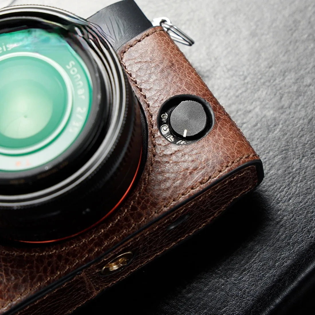 لسوني RX1R2 RX1RM2 كاميرا ارتداءها جلد طبيعي حافظة كاميرا مقبض نصف حقيبة