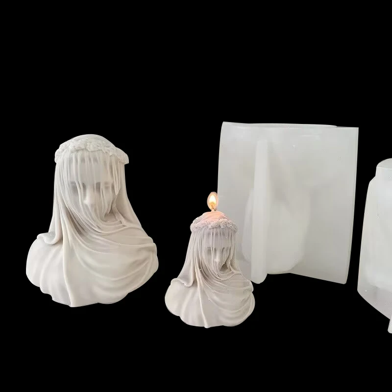 Veil Goddess Aromatherapy Candle Silicone Mold Goddess Statue Aromatherapy Gypsum Decoration Mold