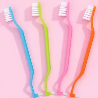 

4pcs Double-Headed Toothbrush Dual-Ended Manual Interspace Ergonomic Travel For Braces Compact Wear-Resistant Gum Tuft Household