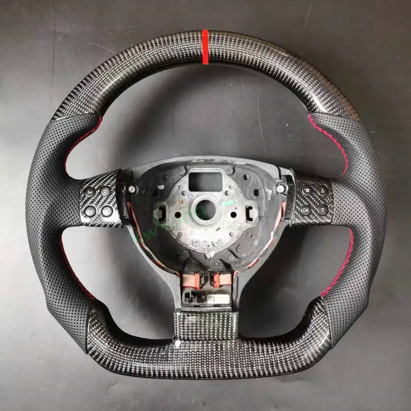 100% Real Carbon Fiber Steering Wheel With Leather For VW Volkswagen Passat B6 2005-2010