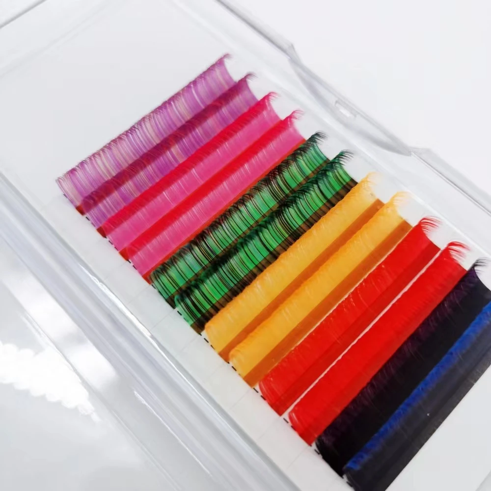 Mix Colored Individual Eyelash Extensions Faux Mink Rainbow Classic Lashes Natural Soft False Eyelashes For Cosplay Makeup Tools