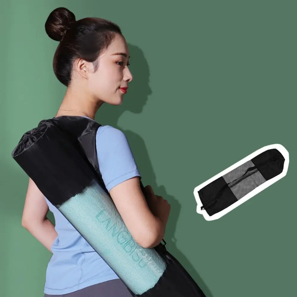 Portátil respirável Yoga Mat Bag, Saco de esportes com alças ajustáveis, Carry Mesh Storage Bag, Fits Most Yoga Mats, Preto