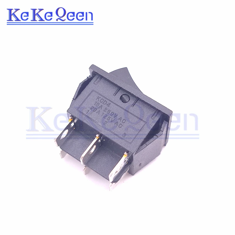 10PCS/LOT KCD4-201 25X31mm 6 Pin ON- OFF Rocker Switch 16A 250V 20A 125VAC Snap in Black Big Boat Rocker Switch