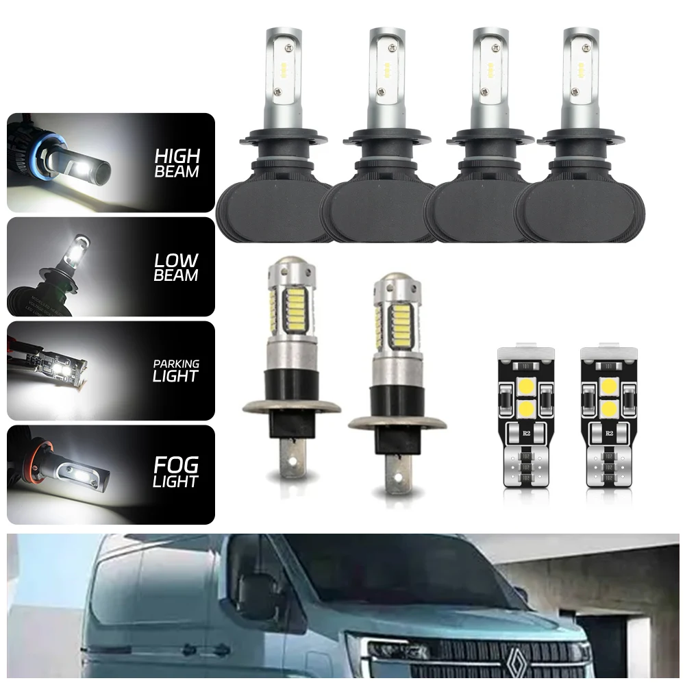 LED Headlight Bulbs upgrade Kit Bright White For RENAULT MASTER III 2011-2019 Low beam,High beam,Fog lamp,Parking brake Light