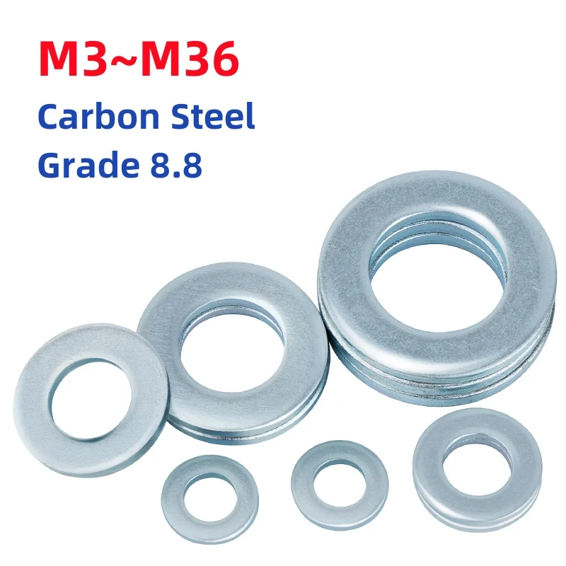 M3~M36 Grade8.8 Blue Zinc Carbon Steel Large Flat Washer Big Metal Gasket Meson Plain Washers