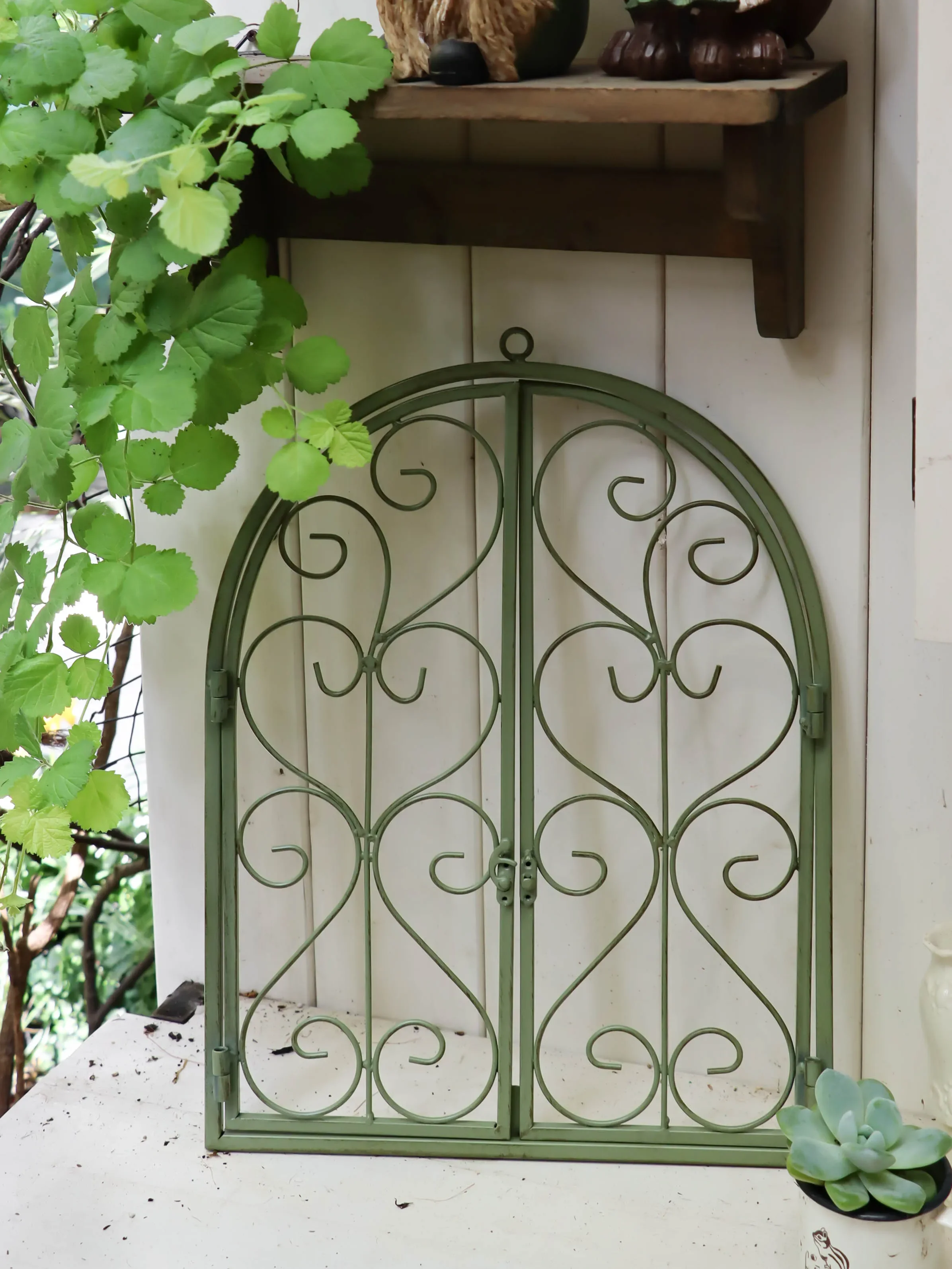 Wrought iron ins fake window pendant real window terrace guest restaurant wall decoration partition garden background