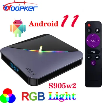 WOOPKER 미니 A95X F3 Airll RGB 스마트 TV 박스, 안드로이드 11 Amlogic S905w2 4G 32G 64GB, 와이파이 BT 미디어 플레이어 TV 박스 
