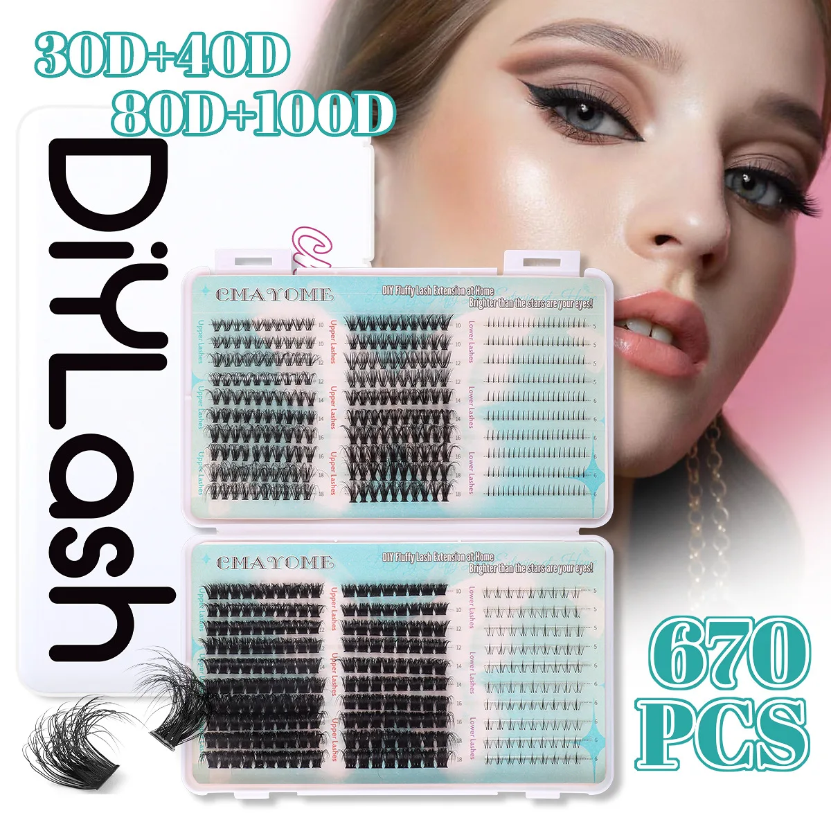 

DIY Segmented Single Cluster of Lower Eyelashes 30D + 40D/80D + 100D Mixed Eyelashes Book Wholesale