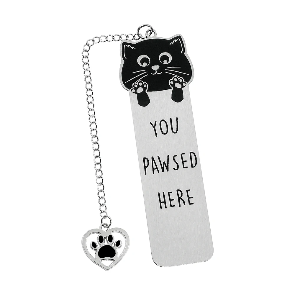 1pc kat zwaaiende zegen bladwijzer, kleurrijk roestvrij staal met inspirerende tekst, perfect cadeau voor boek- en kattenliefhebbers
