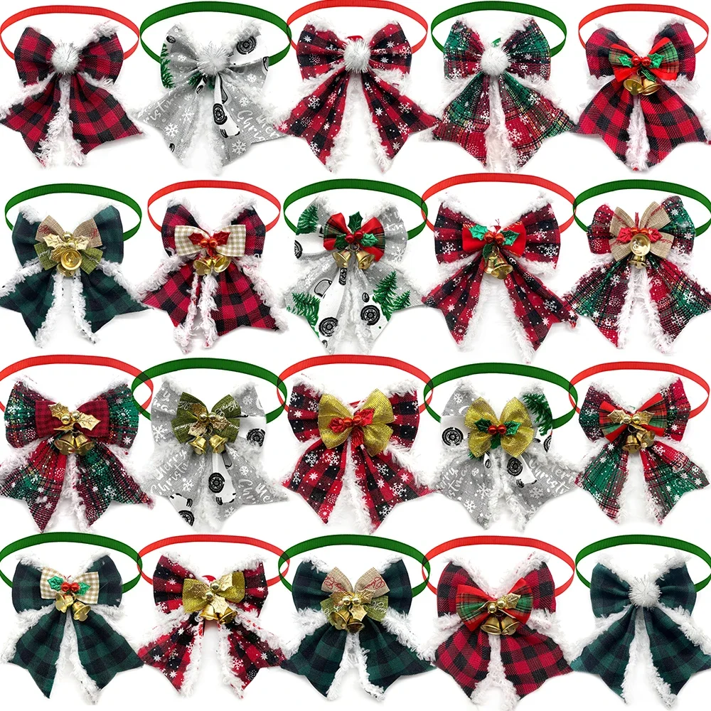 

50/100pcs Christmas Dog Bow Tie Pet Dog Cat Puppy Bowties Cute Pet Dogs Grooming Products Small Middle Dog Accessories Xmas Bows