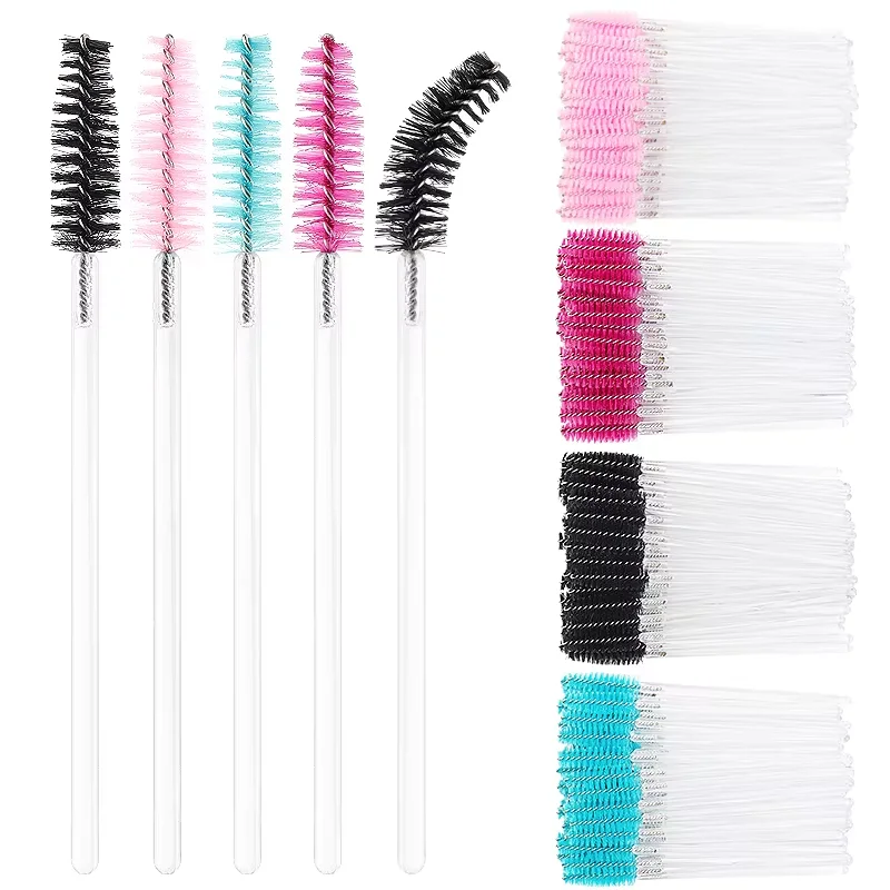 

50pcs Disposable Crystal Transparent Rod Eyebrow Brush Mascara Wands Applicator Lashes Eyelash Extension Tools Makeup Brushes