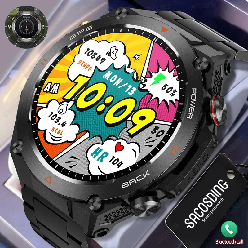 

2024 New Smart Watch GPS Sports Compass Outdoors 1ATM Waterproof Clock 412*412 AMOLED Bluetooth Call Voice Assistant Smartwatch