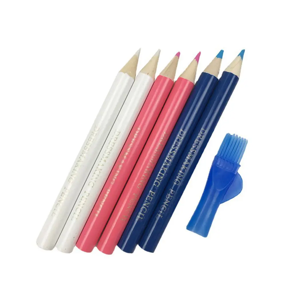 Sewing Fabric Pencils Water Soluble Pen Tailor Mark Chalk with Brush Cap Dressmaker Marker and Tracing Tools