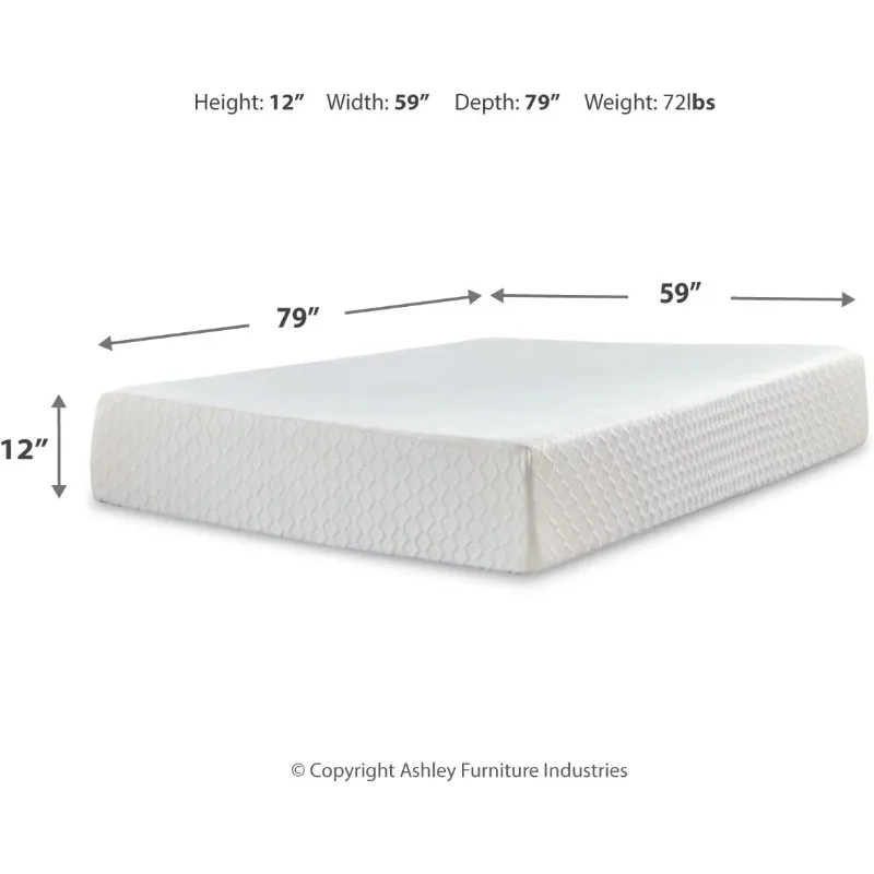 Queen Size Mattress, Chime 12 Inch Medium Firm Memory Foam Mattresses with Green Tea & Charcoal Gel