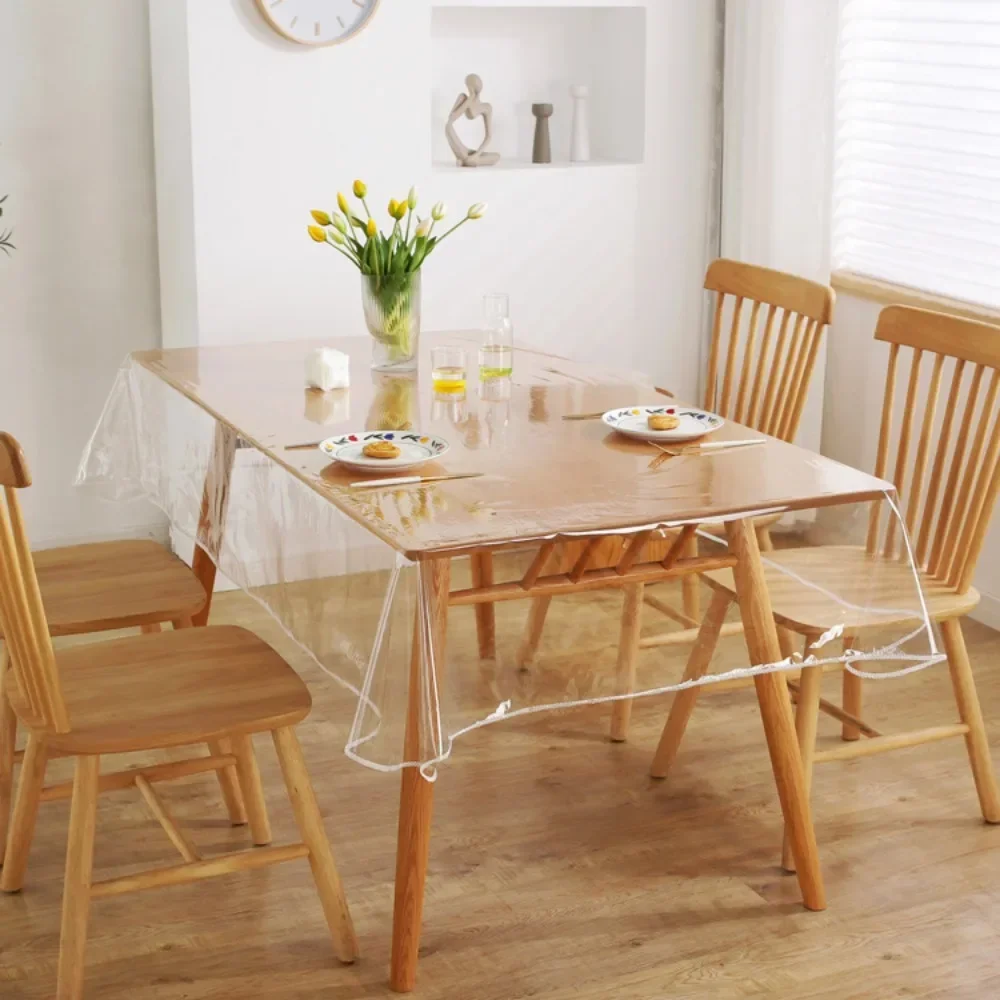 PVC Transparent Waterproof Table Cloth Oil Resistant 0.13mm Rectangle TV Cabinet Cover for Table Decoration Accessories