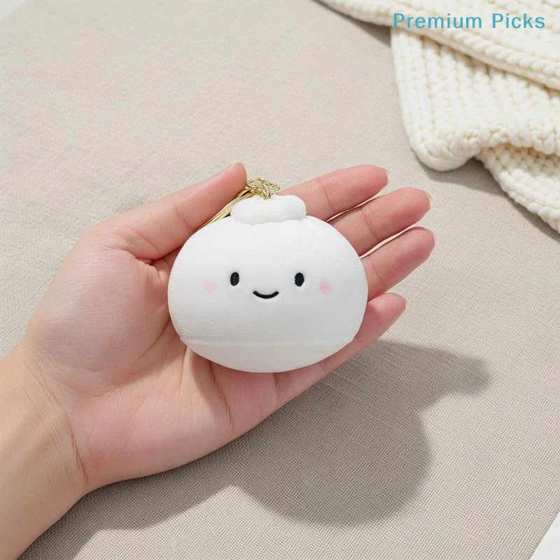 portableAdorable Steamed Bun Plush Keychain Fluffy Chinese Dim Sum Stuffed Doll Pendant for Backpack Charm Girls Small Gift
