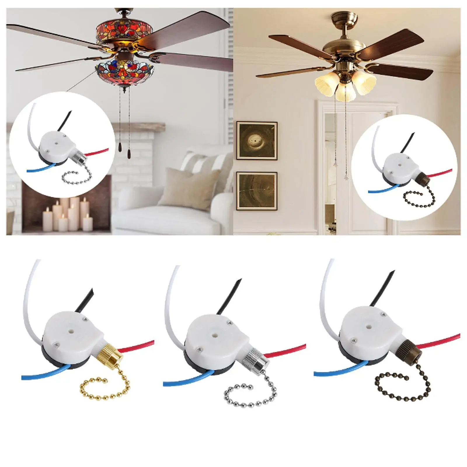 

Запасная часть переключателя тяговой цепи Многоцелевые светильники 3 скорости 4 провода