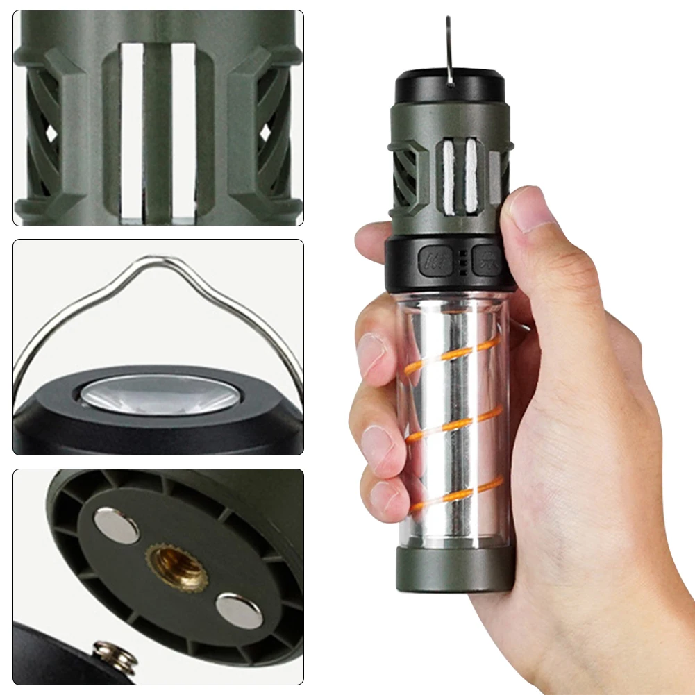 

3 in 1 Camping Lantern USB Rechargeable Camping Light Waterproof Night Fishing Lights with Triangle Bracket for Outdoor Camping