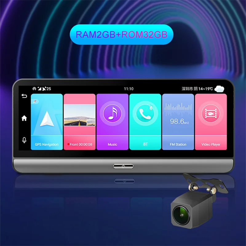 สไตล์ใหม่ Dashboard HD1080P Dual Lens GPS ADAS Digital DVR Android 32GB 4G Wifi Dash Cam