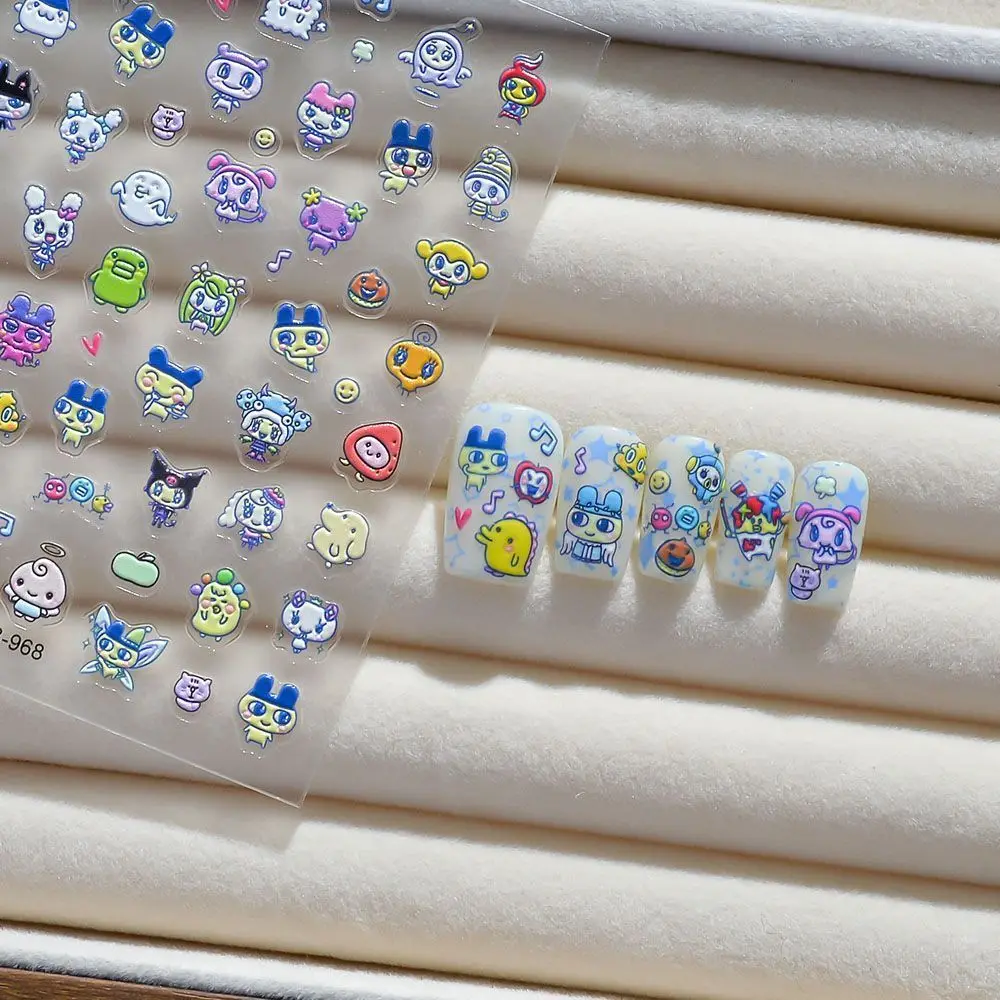 Tamagotchi Cartoon 3D Embossed Relief Nail Art Stickers Character Nail Decals Home Nail Art and Nail Salon Decoration Supplies view 3