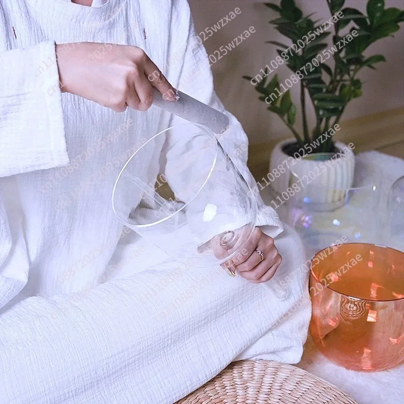 Handheld Singing Bowl Meditation Crystal Sound Bowl Sound Healing Percussion Instruments Transparent Singing Bowls with Bag